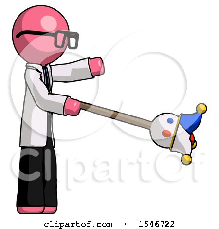 Pink Doctor Scientist Man Holding Jesterstaff - I Dub Thee Foolish Concept by Leo Blanchette