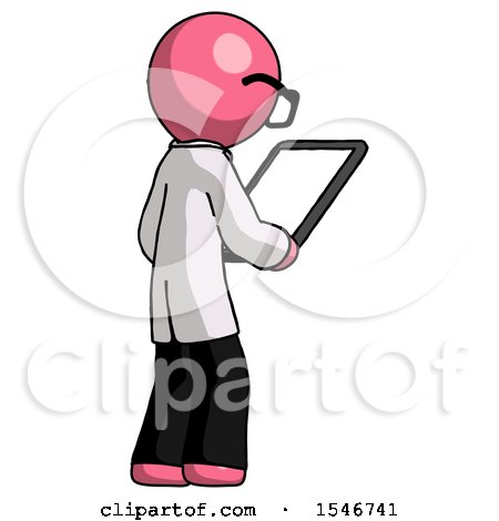 Pink Doctor Scientist Man Looking at Tablet Device Computer Facing Away by Leo Blanchette