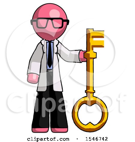 Pink Doctor Scientist Man Holding Key Made of Gold by Leo Blanchette