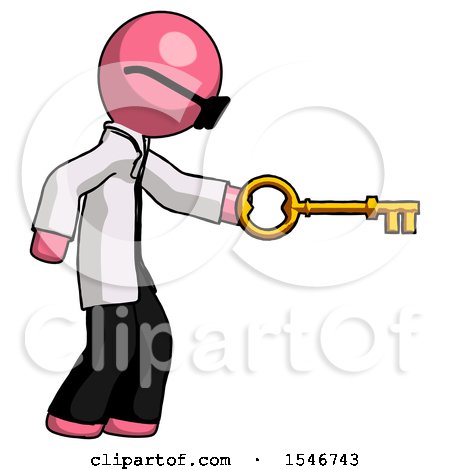Pink Doctor Scientist Man with Big Key of Gold Opening Something by Leo Blanchette