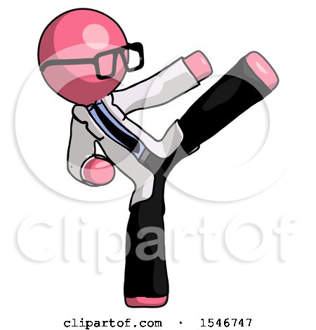 Pink Doctor Scientist Man Ninja Kick Right by Leo Blanchette