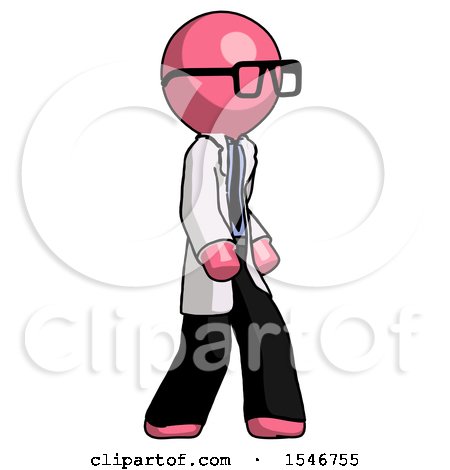 Pink Doctor Scientist Man Walking Turned Right Front View by Leo Blanchette