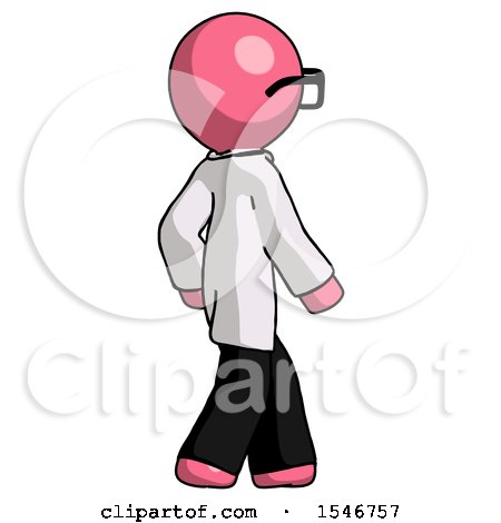 Pink Doctor Scientist Man Walking Away Direction Right View by Leo Blanchette