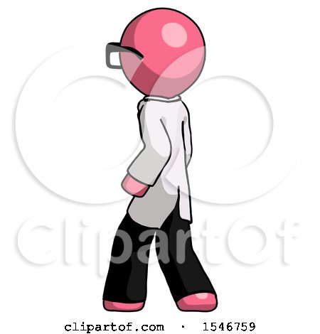 Pink Doctor Scientist Man Walking Away Direction Left View by Leo Blanchette