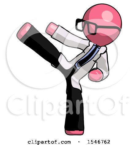 Pink Doctor Scientist Man Ninja Kick Left by Leo Blanchette