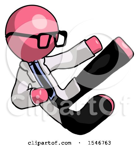 Pink Doctor Scientist Man Flying Ninja Kick Right by Leo Blanchette