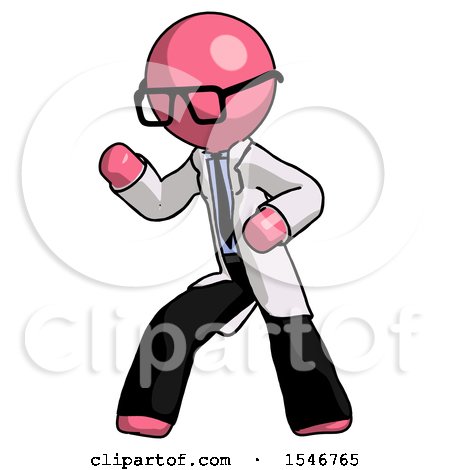 Pink Doctor Scientist Man Martial Arts Defense Pose Left by Leo Blanchette