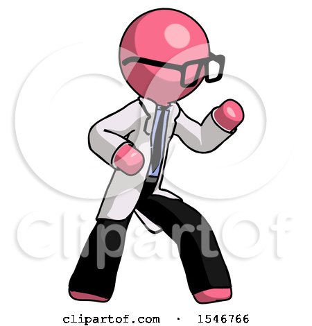 Pink Doctor Scientist Man Martial Arts Defense Pose Right by Leo Blanchette