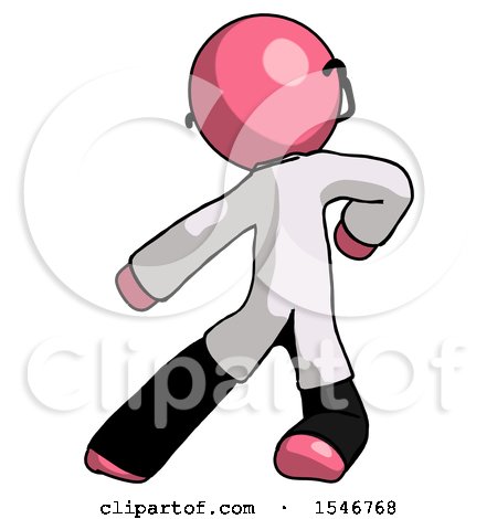 Pink Doctor Scientist Man Karate Defense Pose Left by Leo Blanchette