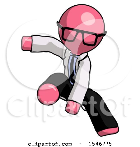 Pink Doctor Scientist Man Action Hero Jump Pose by Leo Blanchette