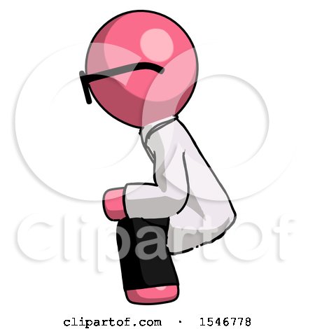 Pink Doctor Scientist Man Squatting Facing Left by Leo Blanchette
