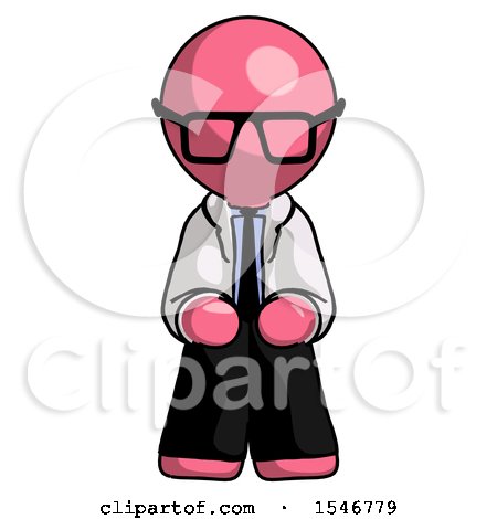 Pink Doctor Scientist Man Squatting Facing Front by Leo Blanchette