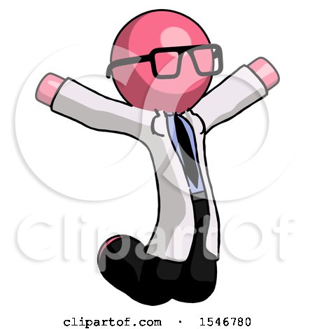 Pink Doctor Scientist Man Jumping or Kneeling with Gladness by Leo Blanchette