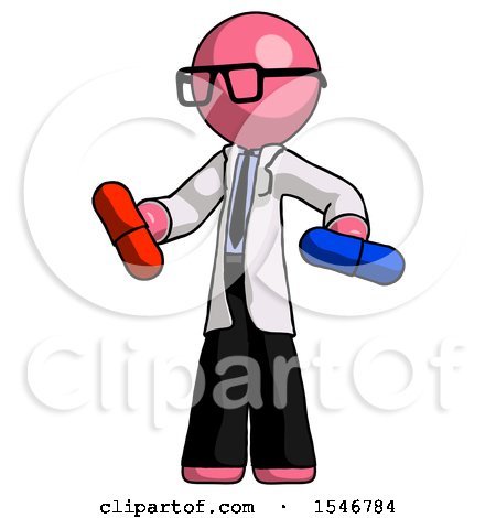 Pink Doctor Scientist Man Red Pill or Blue Pill Concept by Leo Blanchette