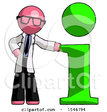 Pink Doctor Scientist Man with Info Symbol Leaning up Against It by Leo Blanchette