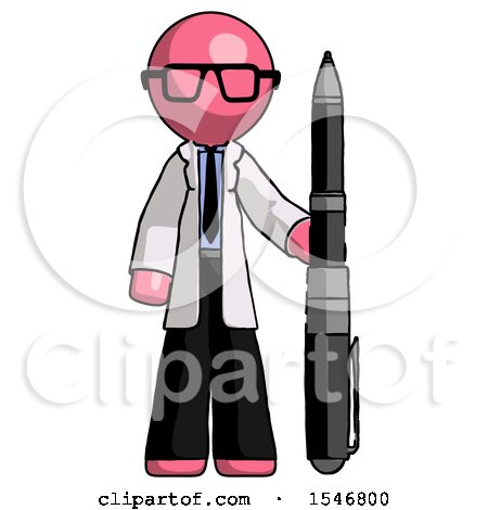 Pink Doctor Scientist Man Holding Large Pen by Leo Blanchette