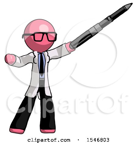 Pink Doctor Scientist Man Demonstrating That Indeed the Pen Is Mightier by Leo Blanchette