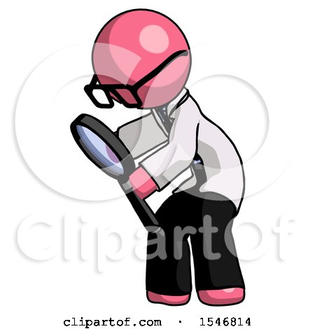 Pink Doctor Scientist Man Inspecting with Large Magnifying Glass Left by Leo Blanchette