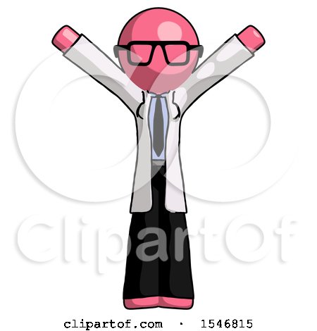 Pink Doctor Scientist Man with Arms out Joyfully by Leo Blanchette