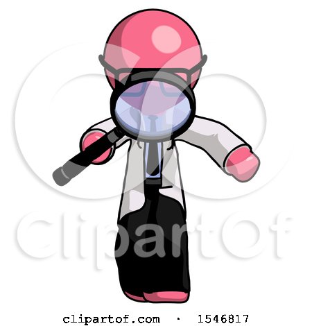 Pink Doctor Scientist Man Looking down Through Magnifying Glass by Leo Blanchette