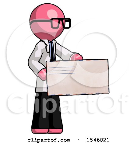 Pink Doctor Scientist Man Presenting Large Envelope by Leo Blanchette