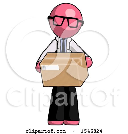 Pink Doctor Scientist Man Holding Box Sent or Arriving in Mail by Leo Blanchette