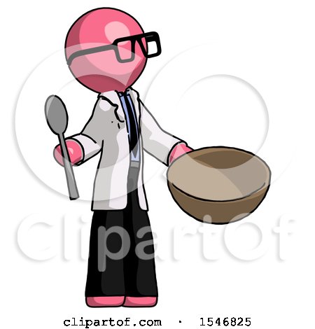 Pink Doctor Scientist Man with Empty Bowl and Spoon Ready to Make Something by Leo Blanchette