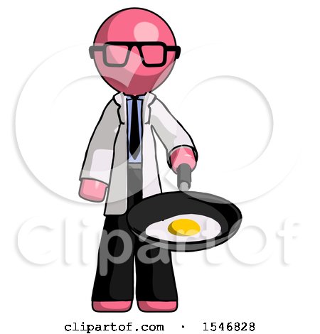 Pink Doctor Scientist Man Frying Egg in Pan or Wok by Leo Blanchette