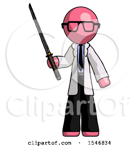 Pink Doctor Scientist Man Standing up with Ninja Sword Katana by Leo Blanchette