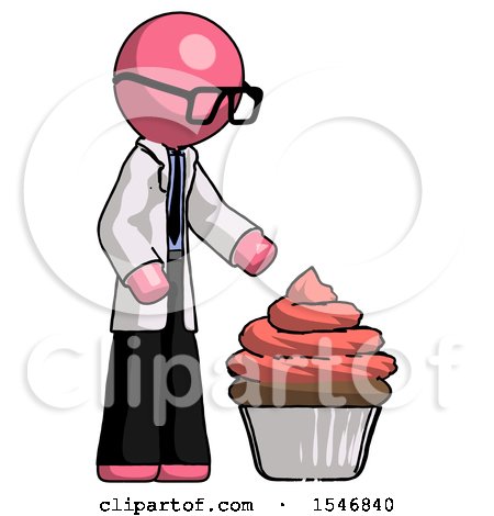 Pink Doctor Scientist Man with Giant Cupcake Dessert by Leo Blanchette