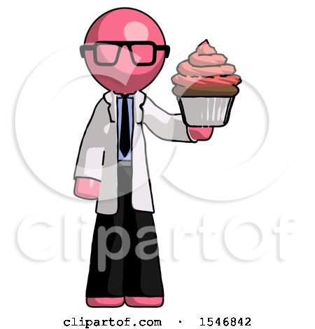 Pink Doctor Scientist Man Presenting Pink Cupcake to Viewer by Leo Blanchette