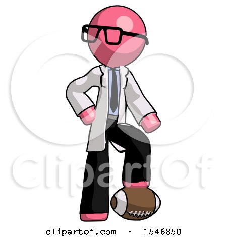 Pink Doctor Scientist Man Standing with Foot on Football by Leo Blanchette