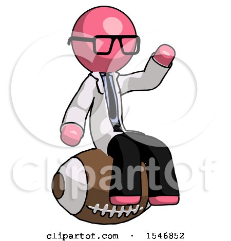 Pink Doctor Scientist Man Sitting on Giant Football by Leo Blanchette
