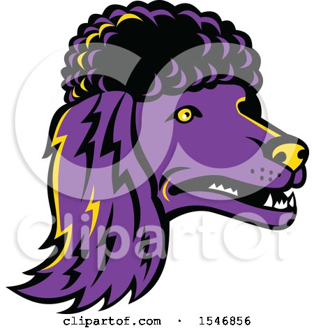 Clipart of a Purple Poodle Dog Mascot Head - Royalty Free Vector Illustration by patrimonio