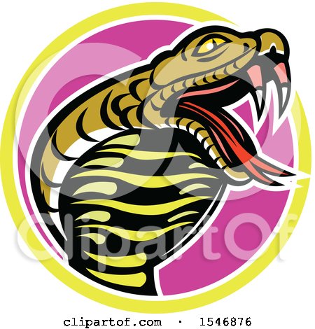 Clipart of a King Cobra Snake Mascot in a Circle - Royalty Free Vector Illustration by patrimonio