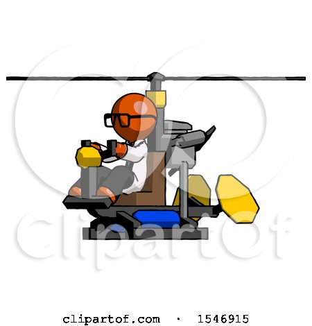Orange Doctor Scientist Man Flying in Gyrocopter Front Side Angle View by Leo Blanchette