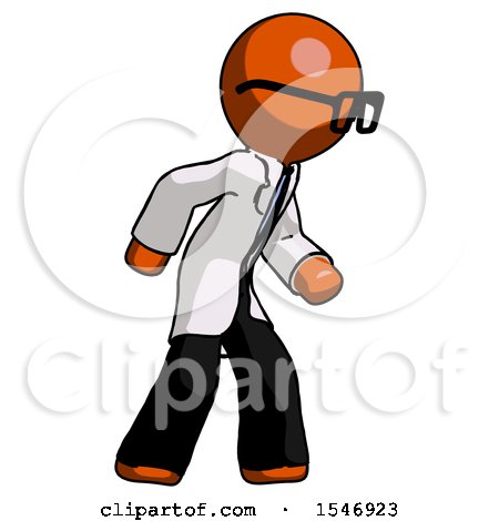 Orange Doctor Scientist Man Suspense Action Pose Facing Right by Leo Blanchette