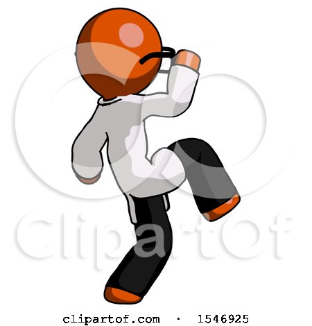 Orange Doctor Scientist Man Kick Pose Start by Leo Blanchette
