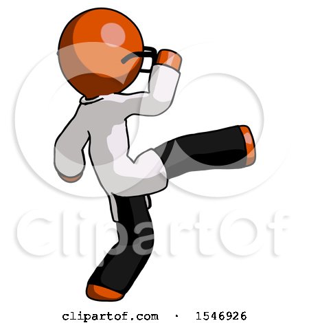 Orange Doctor Scientist Man Kick Pose by Leo Blanchette