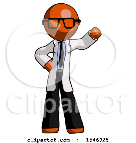 Orange Doctor Scientist Man Waving Left Arm with Hand on Hip by Leo Blanchette