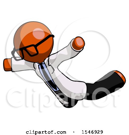 Orange Doctor Scientist Man Skydiving or Falling to Death by Leo Blanchette
