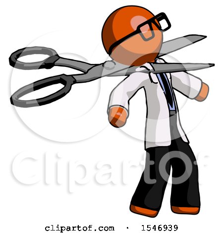 Orange Doctor Scientist Man Scissor Beheading Office Worker Execution by Leo Blanchette