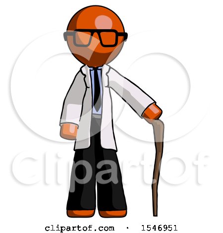 Orange Doctor Scientist Man Standing with Hiking Stick by Leo Blanchette