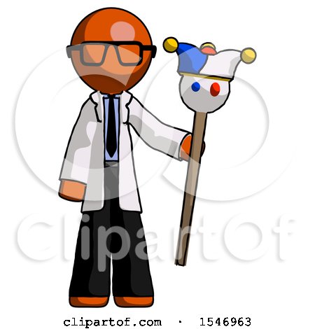 Orange Doctor Scientist Man Holding Jester Staff by Leo Blanchette