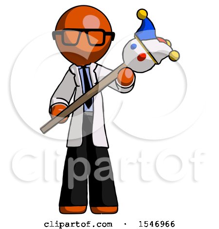 Orange Doctor Scientist Man Holding Jester Diagonally by Leo Blanchette