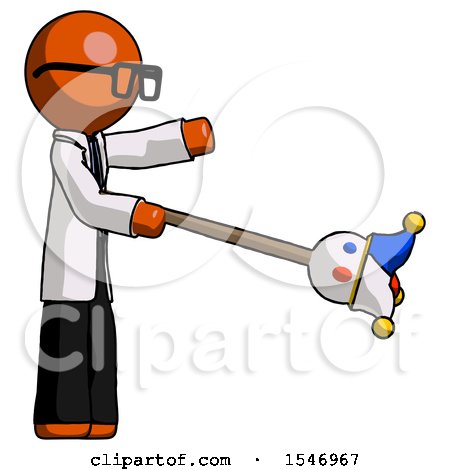Orange Doctor Scientist Man Holding Jesterstaff - I Dub Thee Foolish Concept by Leo Blanchette