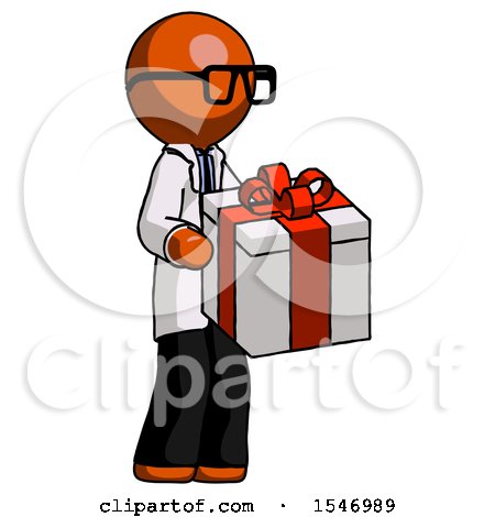 Orange Doctor Scientist Man Giving a Present by Leo Blanchette