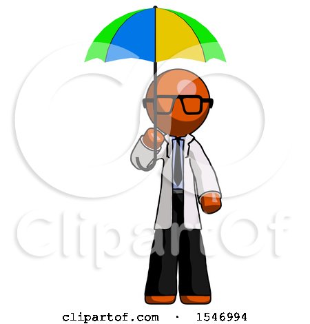 Orange Doctor Scientist Man Holding Umbrella Rainbow Colored by Leo Blanchette