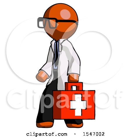 Orange Doctor Scientist Man Walking with Medical Aid Briefcase to Left by Leo Blanchette