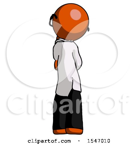 Orange Doctor Scientist Man Thinking, Wondering, or Pondering Rear View by Leo Blanchette